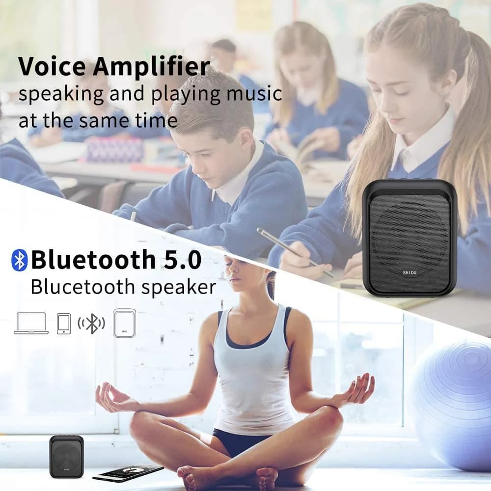 SHIDU M100 Mini Voice Amplifier Portable Rechargeable Bluetooth Speaker with Wired Microphone Headset 10W 1800mAh | 10W Output - view 5