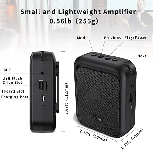 SHIDU M100 Mini Voice Amplifier Portable Rechargeable Bluetooth Speaker with Wired Microphone Headset 10W 1800mAh | 10W Output thumbnail 6
