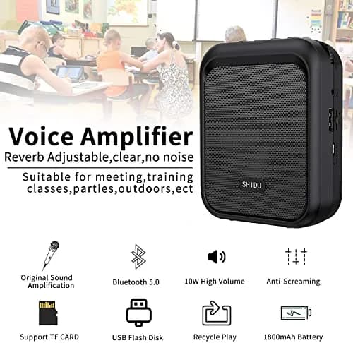 SHIDU M100 Mini Voice Amplifier Portable Rechargeable Bluetooth Speaker with Wired Microphone Headset 10W 1800mAh | 10W Output thumbnail 2
