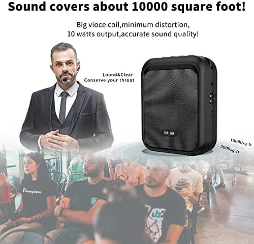 SHIDU M100 Mini Voice Amplifier Portable Rechargeable Bluetooth Speaker with Wired Microphone Headset 10W 1800mAh | 10W Output thumbnail 3