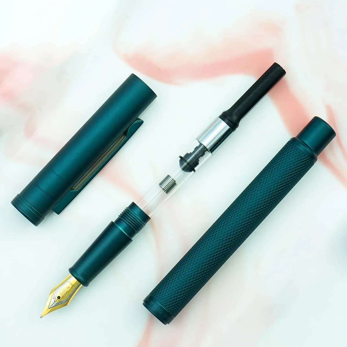 Asvine Dark Green Fude Pen, Bent Nib Fountain Pen Calligraphy (Fine to Broad) with Converter and Metal Pen Case Set | Smooth Ink Flow Writing Instrument - view 6
