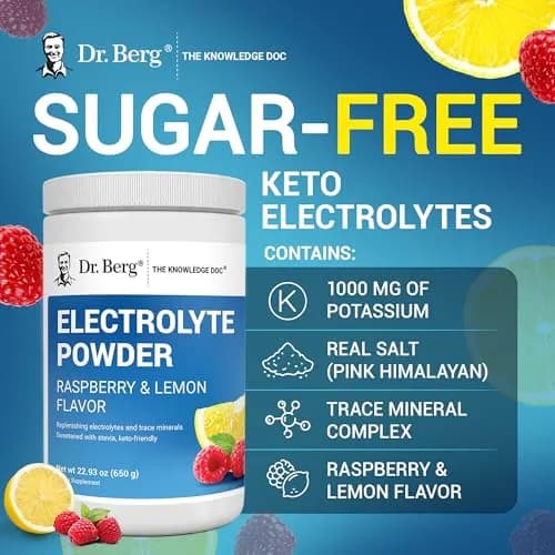 Dr. Berg Zero Sugar Hydration Keto Electrolyte Powder 1.46 Pound | Raspberry & Lemon Flavor Support thumbnail 7