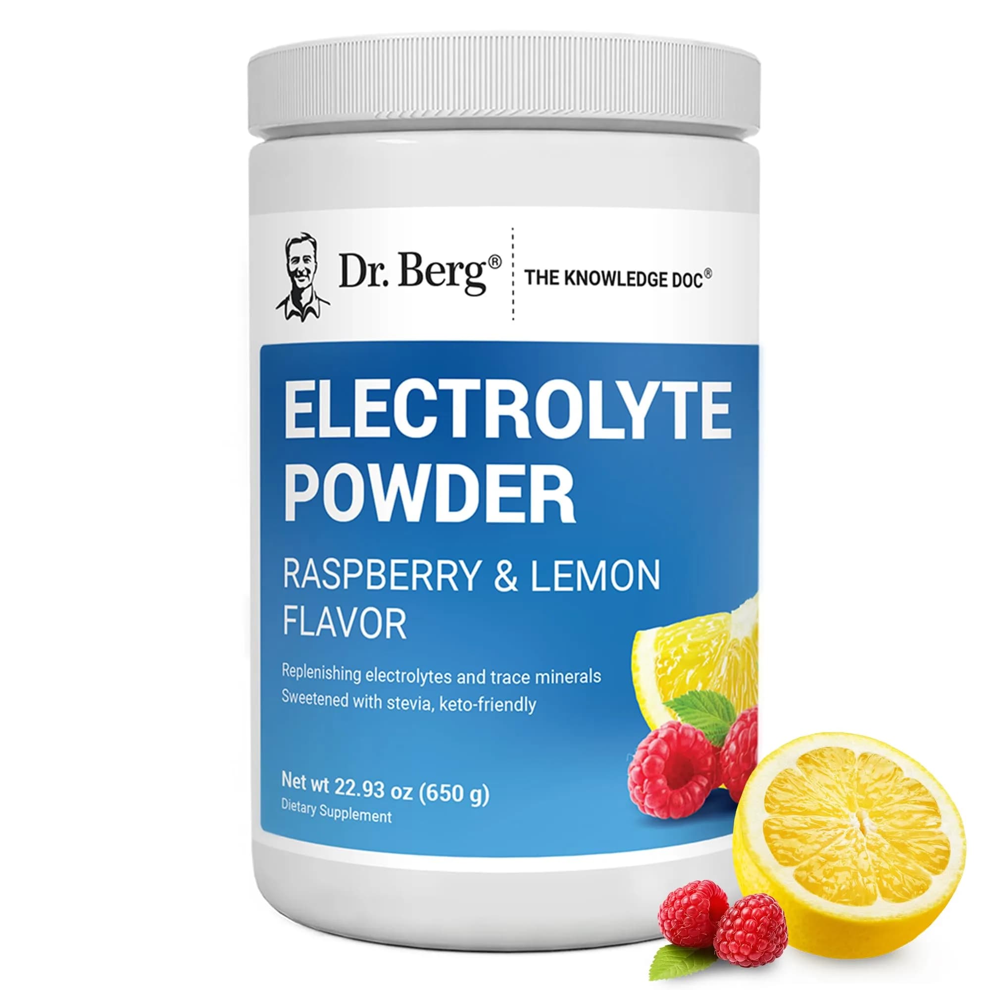 Dr. Berg Raspberry & Lemon Keto Electrolyte Powder - Zero Sugar, 100 Servings - main product image