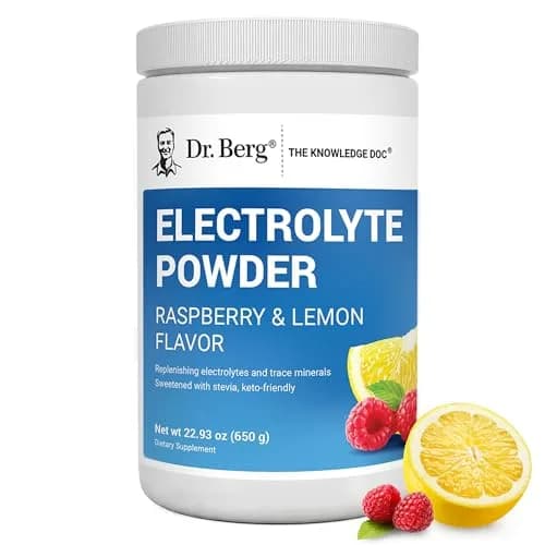 Dr. Berg Nutritionals Raspberry Lemon Keto Electrolyte Powder 330g (11.6 Oz) | 1000mg Potassium, Zero Sugar — Raspberry & Lemon - 100 Servings