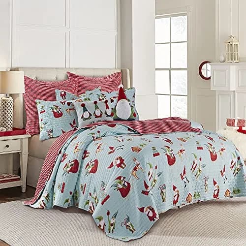Levtex Home Gnome for the Holidays King Quilt 102x86in | Reversible Microfiber Christmas Decor thumbnail 2