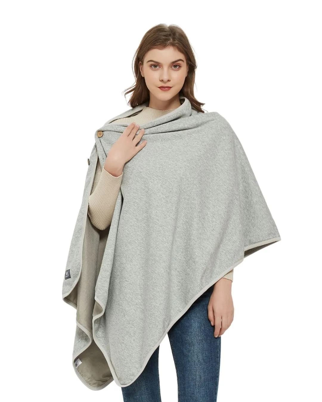 Radia Smart EMF Poncho - Shielding Blanket, 5G, Cotton, 28" x 72" | Anti-Radiation Wearable — Grey