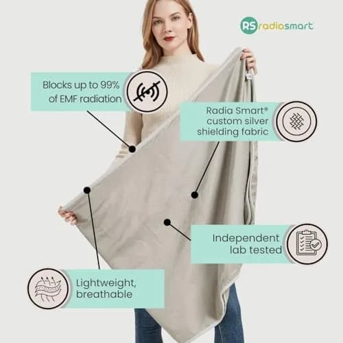 Radia Smart EMF Poncho - Shielding Blanket, 5G, Cotton, 28" x 72" | Anti-Radiation Wearable thumbnail 5
