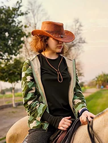 HADZAM Leather Cowboy Hat Also Worn as Outback Hat | Vintage Australian Style for Men & Women thumbnail 7
