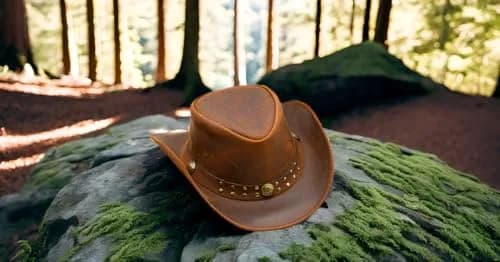HADZAM Redish Brown Leather Cowboy Hat - Medium | Vintage Western Outback Style - view 2