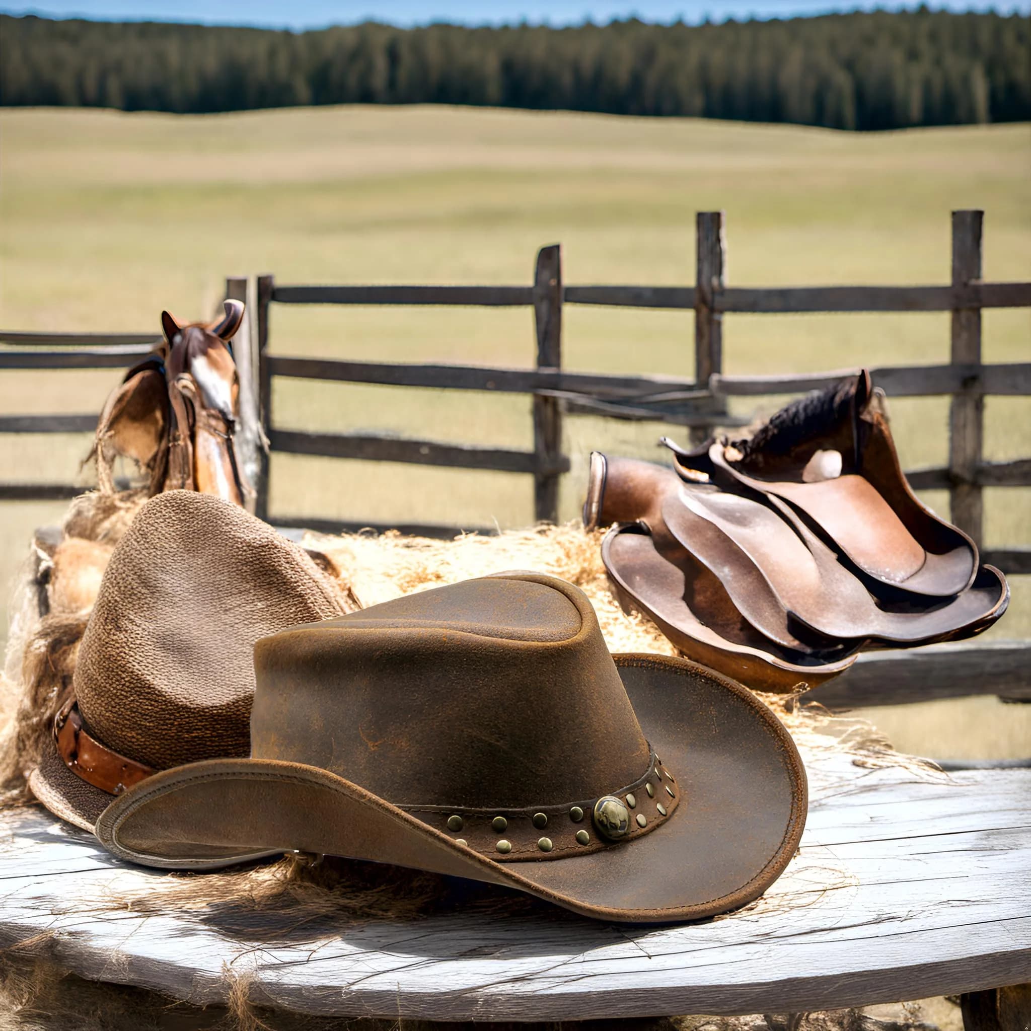 HADZAM Reddish Brown X-Large Leather Cowboy Hat - Vintage Western Outback Style thumbnail 3