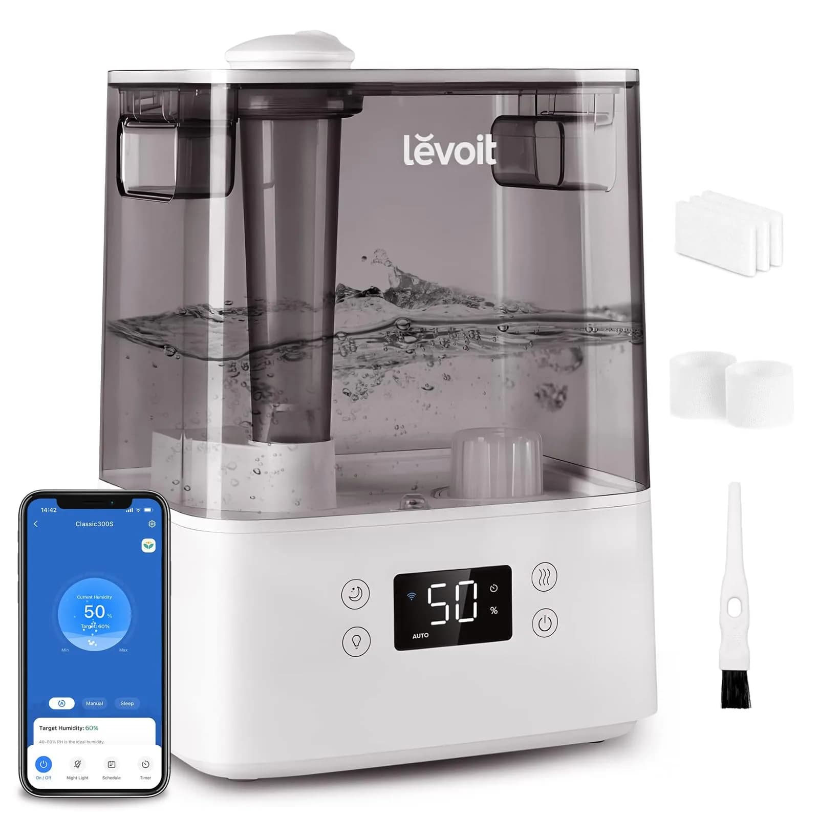 Levoit Classic 300S Smart Humidifier 6L (2000ml/day) | Quiet Operation for Large Rooms up to 505 sq ft