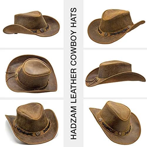 HADZAM Leather Cowboy Hat Shapeable into Outback Hat, Australian Hats for Men & Women (X-Large, Brown) thumbnail 10