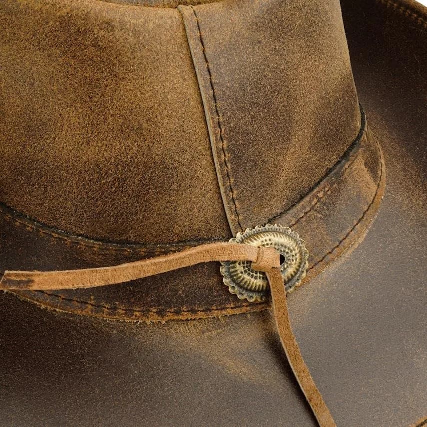 HADZAM Leather Cowboy Hat Shapeable into Outback Hat, Brown, Large 57cm (22.4in) thumbnail 9