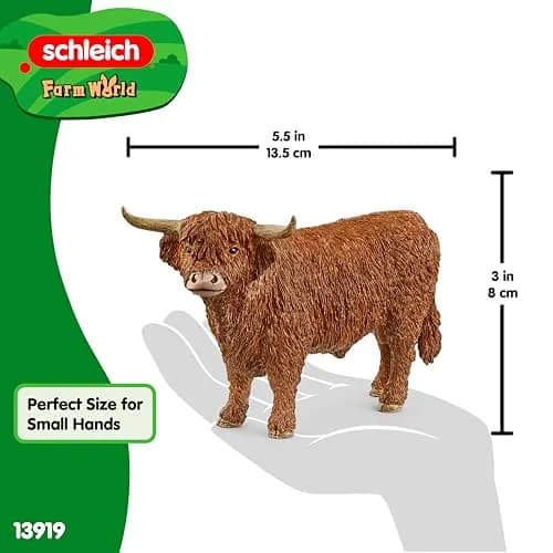 Schleich Farm World Highland Bull Toy Figurine 156 g (5.5 oz) | ASTM-Tested for Kids Ages 3+ thumbnail 5