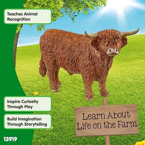 Schleich Farm World Highland Bull Toy Figurine 156 g (5.5 oz) | ASTM-Tested for Kids Ages 3+ thumbnail 4