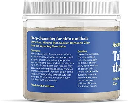 ASUTRA Indian Healing Clay Mask, 1 lb | Deep Pore Cleansing & Brightening for Skin & Hair thumbnail 2
