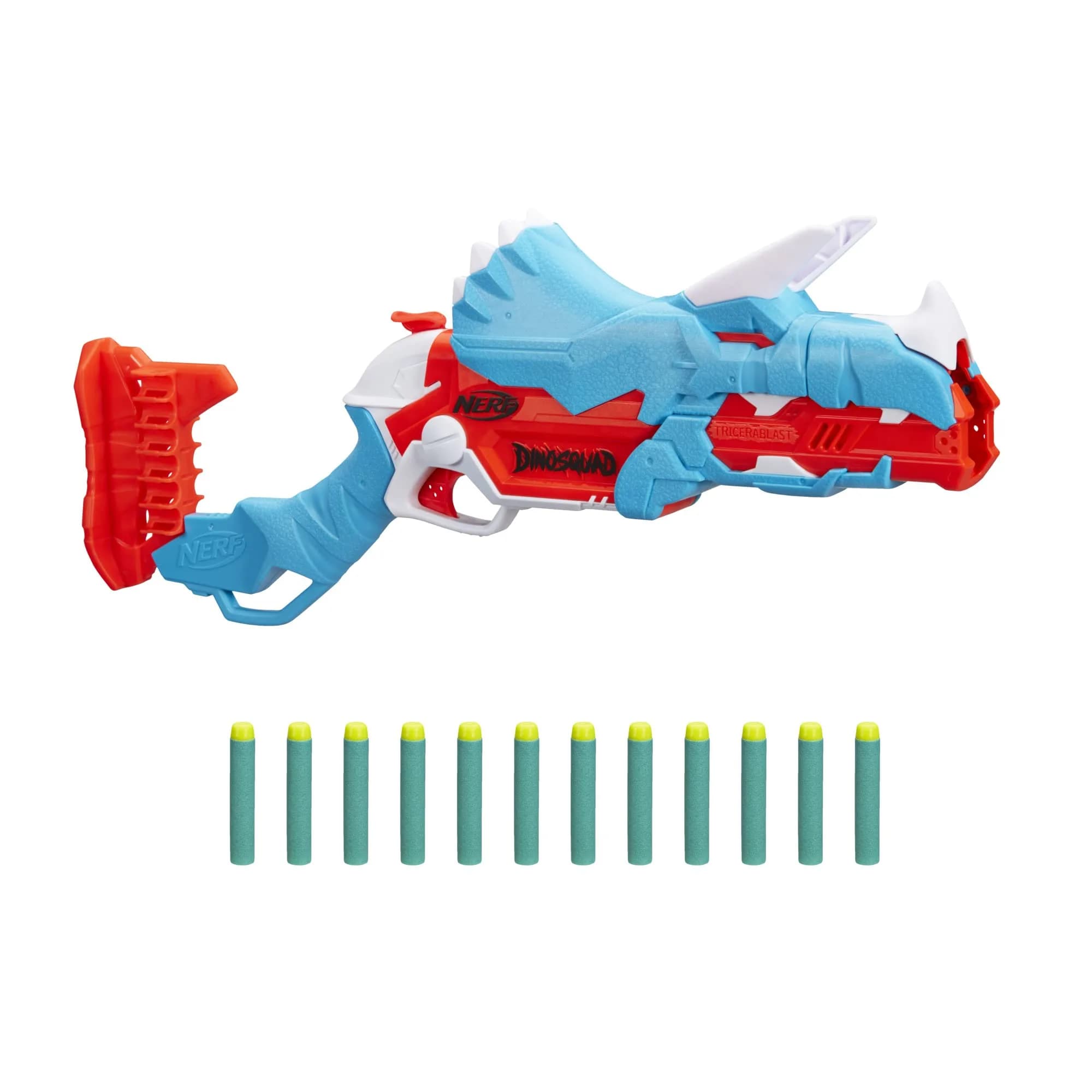 Nerf DinoSquad Tricera-Blast Dart Blaster | Dinosaur Kids Toy for 8+ | Foam Blaster with 12 Darts