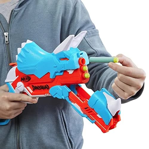 Nerf DinoSquad Tricera-Blast Dart Blaster | Dinosaur Kids Toy for 8+ | Foam Blaster with 12 Darts thumbnail 4