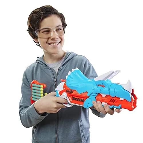 Nerf DinoSquad Tricera-Blast Dart Blaster | Dinosaur Kids Toy for 8+ | Foam Blaster with 12 Darts thumbnail 7