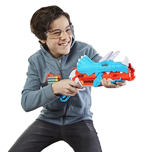 Nerf DinoSquad Tricera-Blast Dart Blaster | Dinosaur Kids Toy for 8+ | Foam Blaster with 12 Darts thumbnail 8
