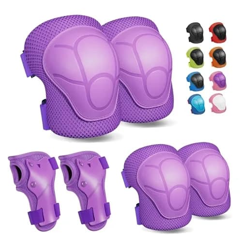 CKE Toddler Knee Pads and Elbow Pads with Wrist Guards for Kids, Purple | 3-Piece Protective Gear Set for Skating & Cycling thumbnail 1