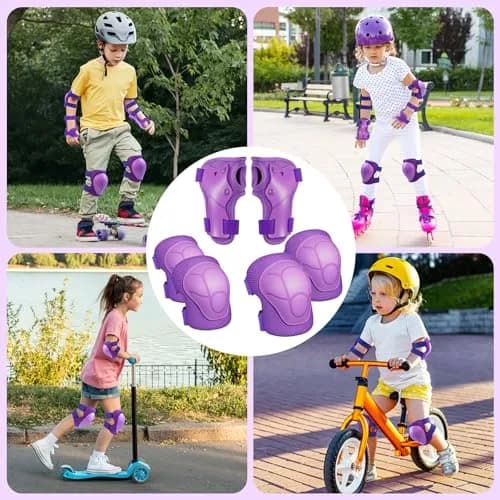 CKE Toddler Knee Pads and Elbow Pads with Wrist Guards for Kids, Purple | 3-Piece Protective Gear Set for Skating & Cycling thumbnail 6