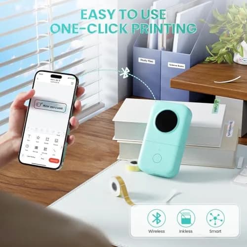 Phomemo D30 Portable Thermal Label Printer Green | 203dpi Resolution, Bluetooth 4.0, 10m Wireless thumbnail 3