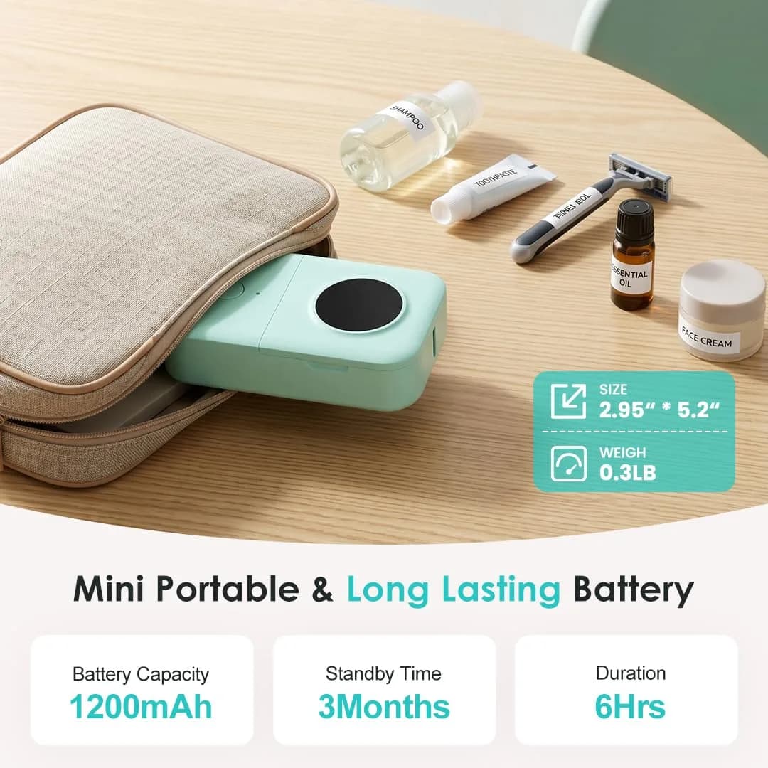 Phomemo D30 Bluetooth Label Maker Machine, Portable Mini Sticker Printer for Home, Kitchen, School, Office - Vibrant Green with 1 Roll Tape - view 5