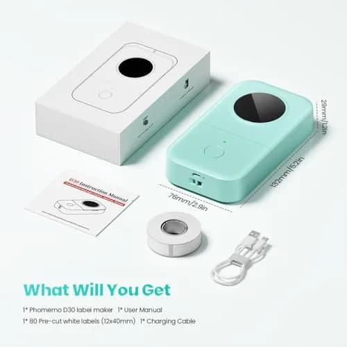 Phomemo D30 Bluetooth Label Maker Machine with Tape | 203 DPI High Resolution Printer thumbnail 9