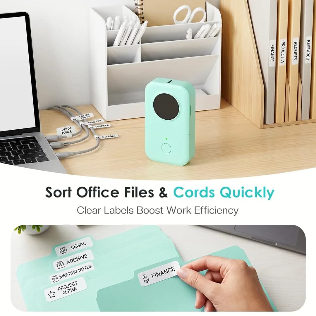 Phomemo D30 Bluetooth Label Maker Machine, Portable Mini Sticker Printer for Home, Kitchen, School, Office - Vibrant Green with 1 Roll Tape - view 4