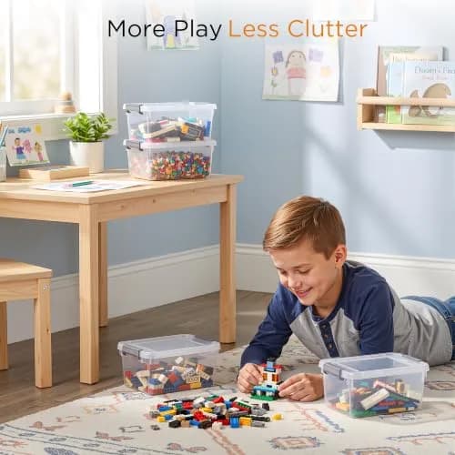 Citylife 10Packs 1.3Qt Small Storage Bins with Lids | Stackable, Clear, Polypropylene thumbnail 4