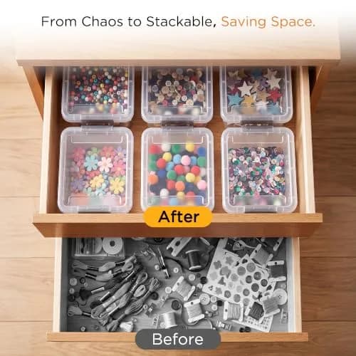 Citylife 10Packs 1.3Qt Small Storage Bins with Lids | Stackable, Clear, Polypropylene thumbnail 8
