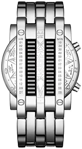 MASTOP Binary Matrix Blue LED Digital Watch for Men | 40mm Case, Stainless Steel thumbnail 3