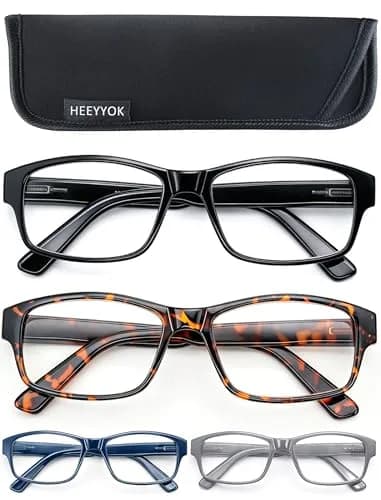 HEEYYOK Oversized Reading Glasses Men 3.00 Diopters 4-Pack | Large Square XXL Readers with Spring Hinge thumbnail 1