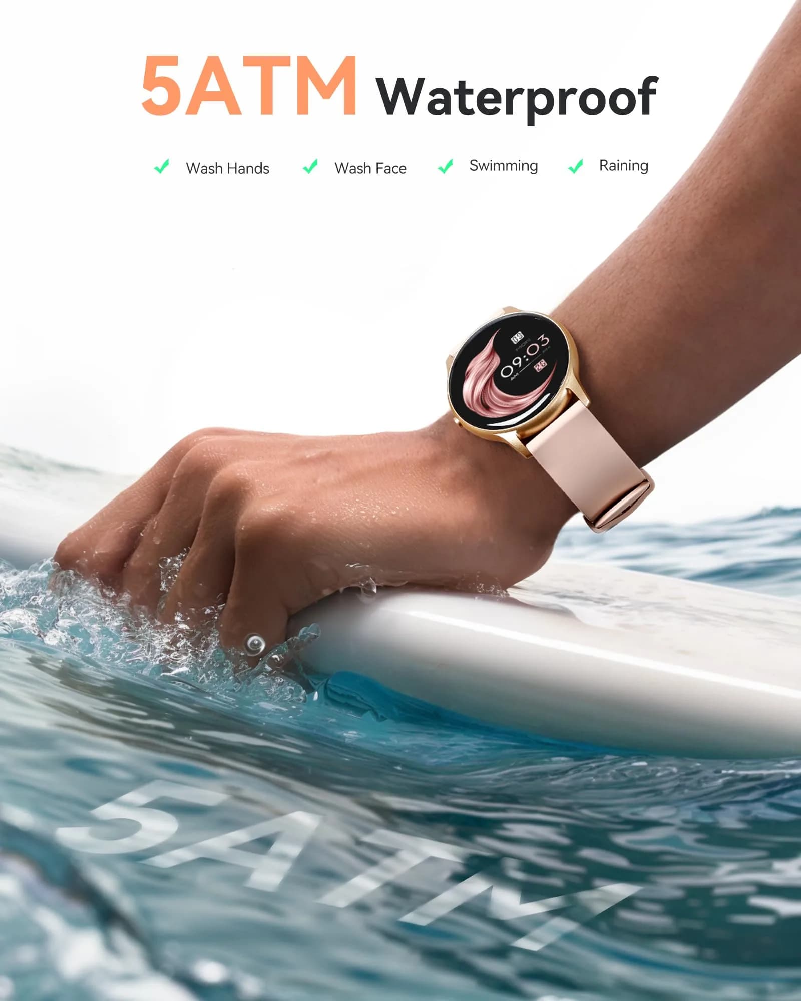 AGPTEK LW11 Smart Watch for Women - Black, 50m Waterproof, 1.3" Display, 100+ Sports Modes - view 3