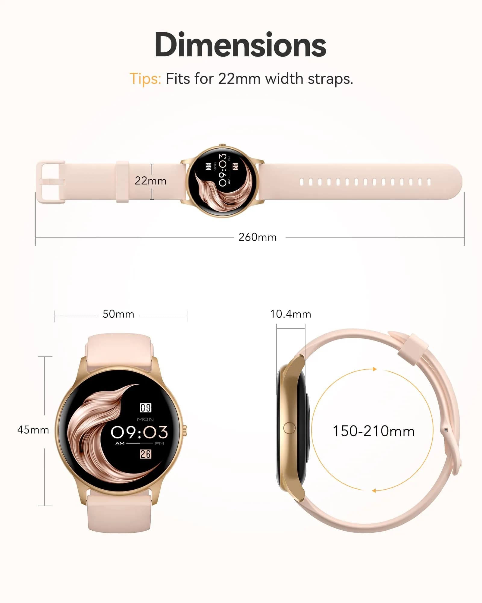 AGPTEK LW11 Smart Watch for Women - Black, 50m Waterproof, 1.3" Display, 100+ Sports Modes - view 4