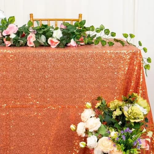 ShinyBeauty 48x72Inch Sequin Tablecloth Rectangle-Orange Glitter Wedding Party Decor thumbnail 4