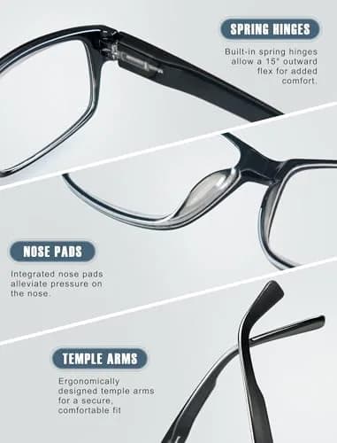 HEEYYOK 2.5 Reading Glasses Men Large Readers XXL Wide Oversized Frame Cheaters 4-Pack | Classic Rectangular Plastic thumbnail 6