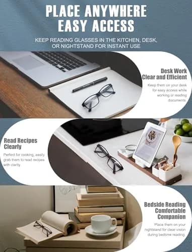 HEEYYOK 2.5 Reading Glasses Men Large Readers XXL Wide Oversized Frame Cheaters 4-Pack | Classic Rectangular Plastic thumbnail 7