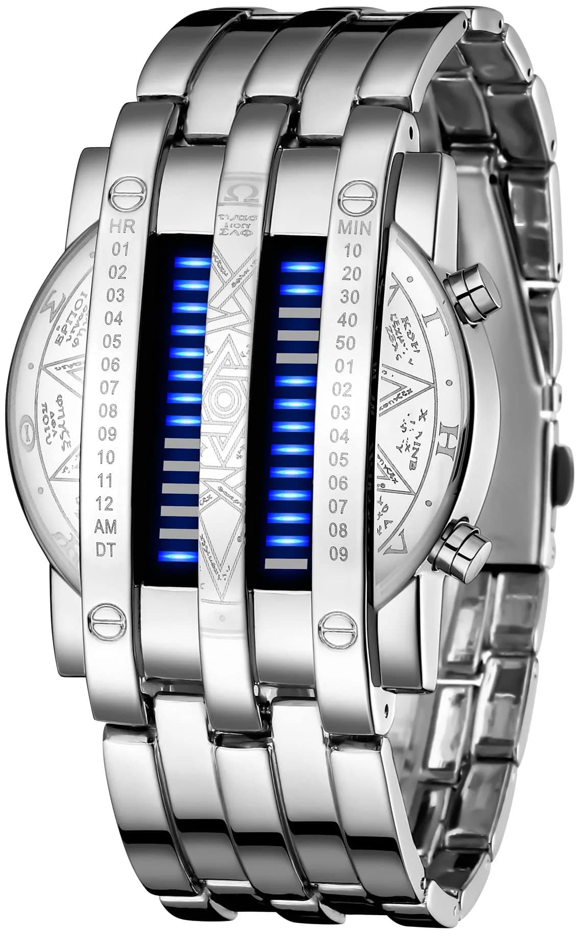 MASTOP Binary Matrix Blue LED Digital Watch for Men | 40mm Case, 30m Water Resistant - main product image