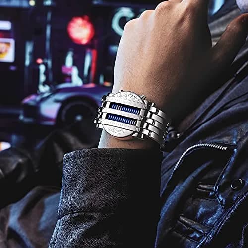 MASTOP Binary Matrix Blue LED Digital Watch for Men | 40mm Case, 30m Water Resistant thumbnail 4