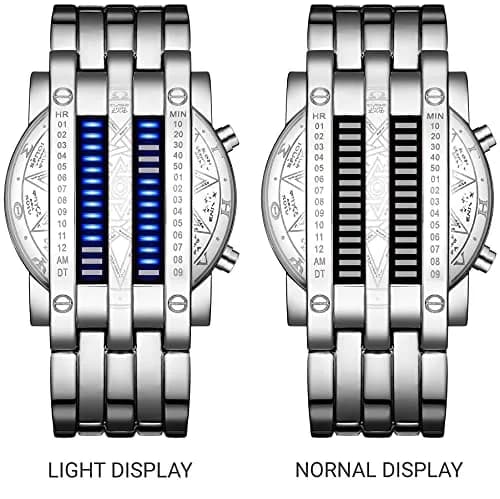 MASTOP Binary Matrix Blue LED Digital Watch for Men | 40mm Case, 30m Water Resistant thumbnail 2