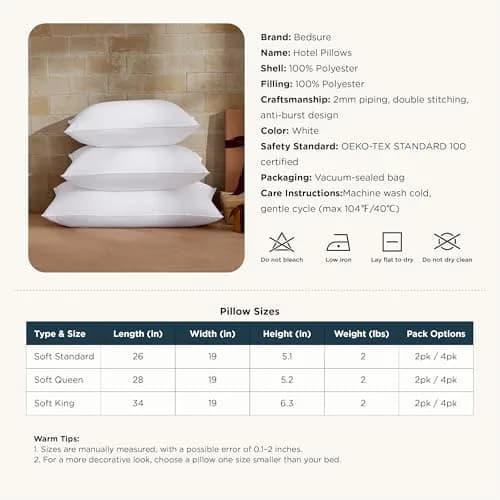 Bedsure Pillow Queen Size Set of 2 | Plush, OEKO-TEX Certified for Ultimate Comfort thumbnail 8