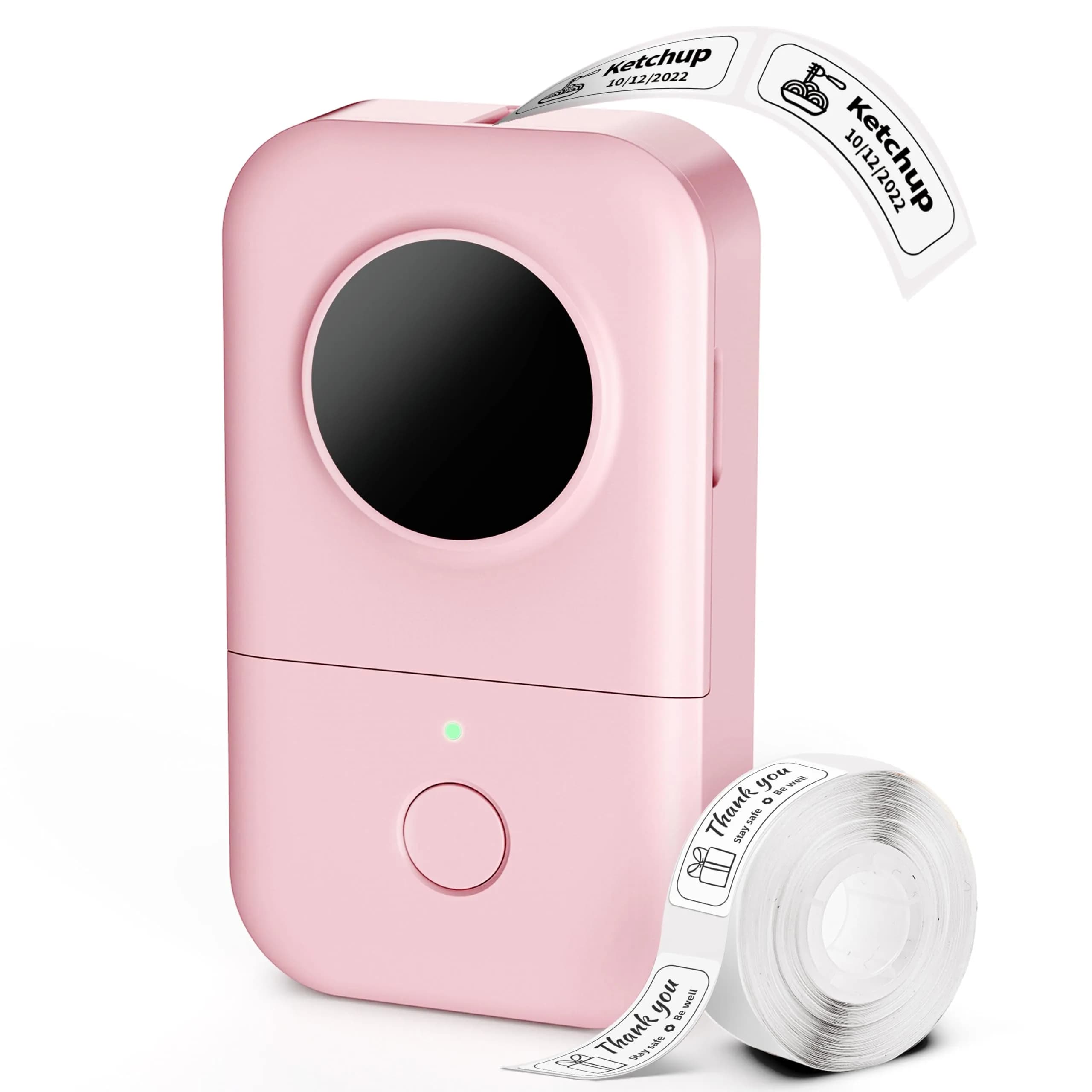 Phomemo D30 Label Maker Machine with Tape, Mini Bluetooth Label Printer, Portable Sticker Maker for Home Kitchen School Office (Pink, 1 Roll) - main product image