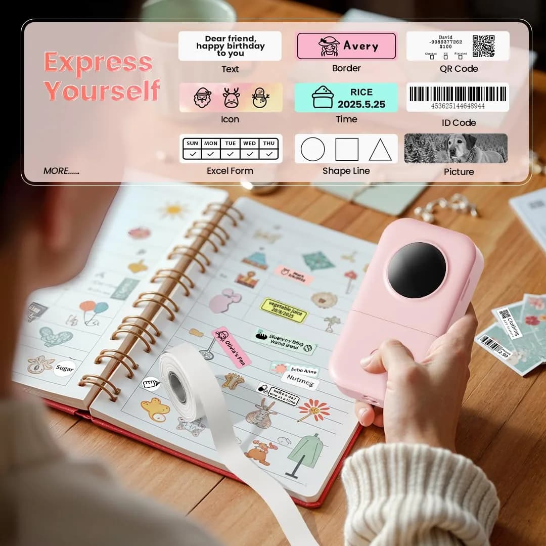 Phomemo D30 Bluetooth Label Maker - Pink | High Resolution USB-C Printer - view 4