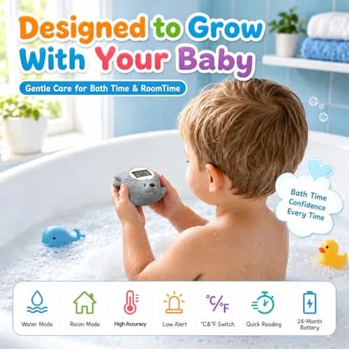 Doli Yearning Baby Bath Thermometer 4.4 inches | Accurate & Waterproof for Safe Baby Water Monitoring thumbnail 3