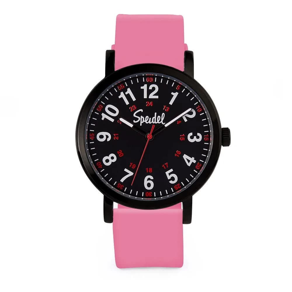 Speidel Original Scrub Watch™ for Nurses, Waterproof 50M, Pink Silicone Band, 38mm Dial