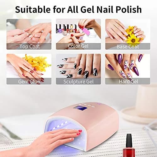 Ayshone 48W Rechargeable UV LED Nail Lamp Pink | Cordless Gel Nail Art Lights for Home & Salon thumbnail 6