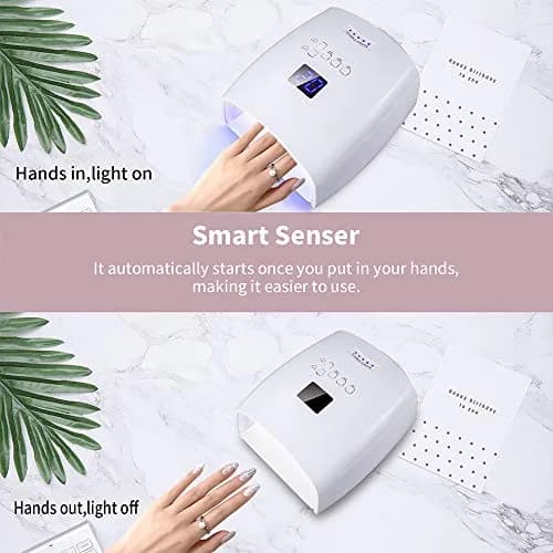 Ayshone 48W Rechargeable UV LED Nail Lamp White | Cures All Gel Polish Types thumbnail 4
