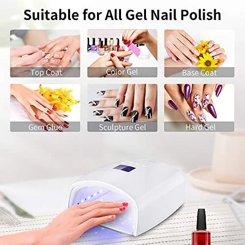 Ayshone 48W Rechargeable UV LED Nail Lamp White | Cures All Gel Polish Types thumbnail 6